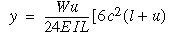 Deflection between support point and outer end