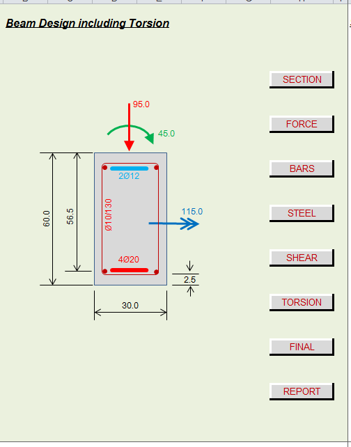 Reinforced Concrete Analysis and Design for Torsion Spreadsheet Calculator