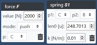 context menu of loads