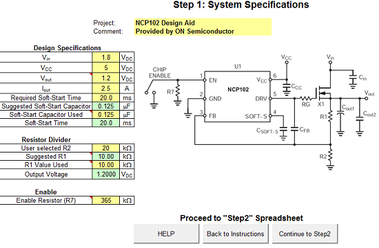 NCP102 Design Spreadsheet