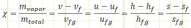 ratio of saturated vapor mass against total mass of a substance in a system