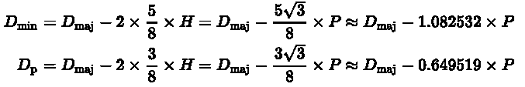 derived from the major diameter and pitch