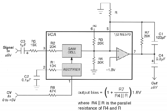 NE570 VCA Output Biasing Calculator Excel Spreadsheet