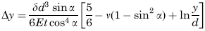 Change in height dimension y