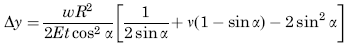 Change in height dimension y