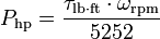 dynamometers power formula imperial units