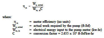 electrical energy input to the pump motor